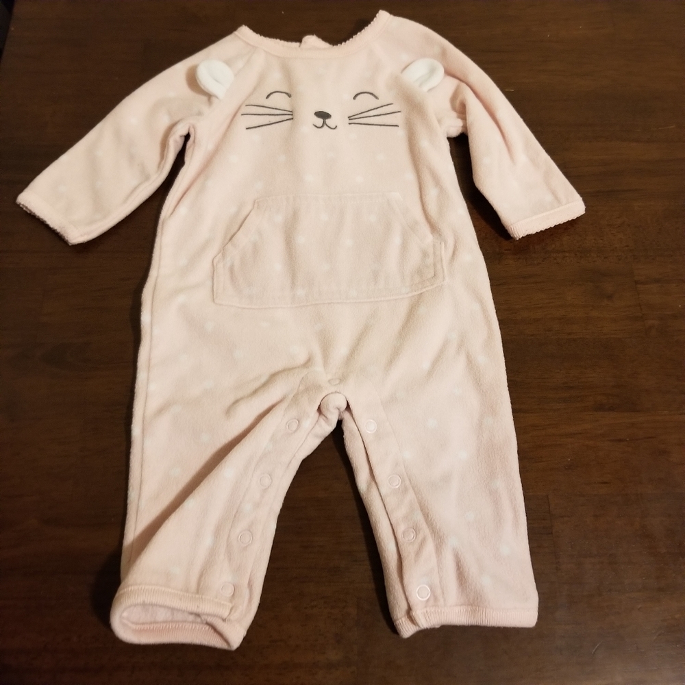 10/$25 Pink Fleece Mouse Jumpsuit with Pocket
